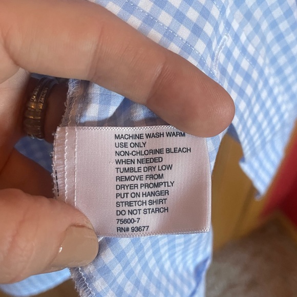 Stafford Easy Care Men’s Blue Gingham Button Down - size 18/36-37 - Picture 4 of 4